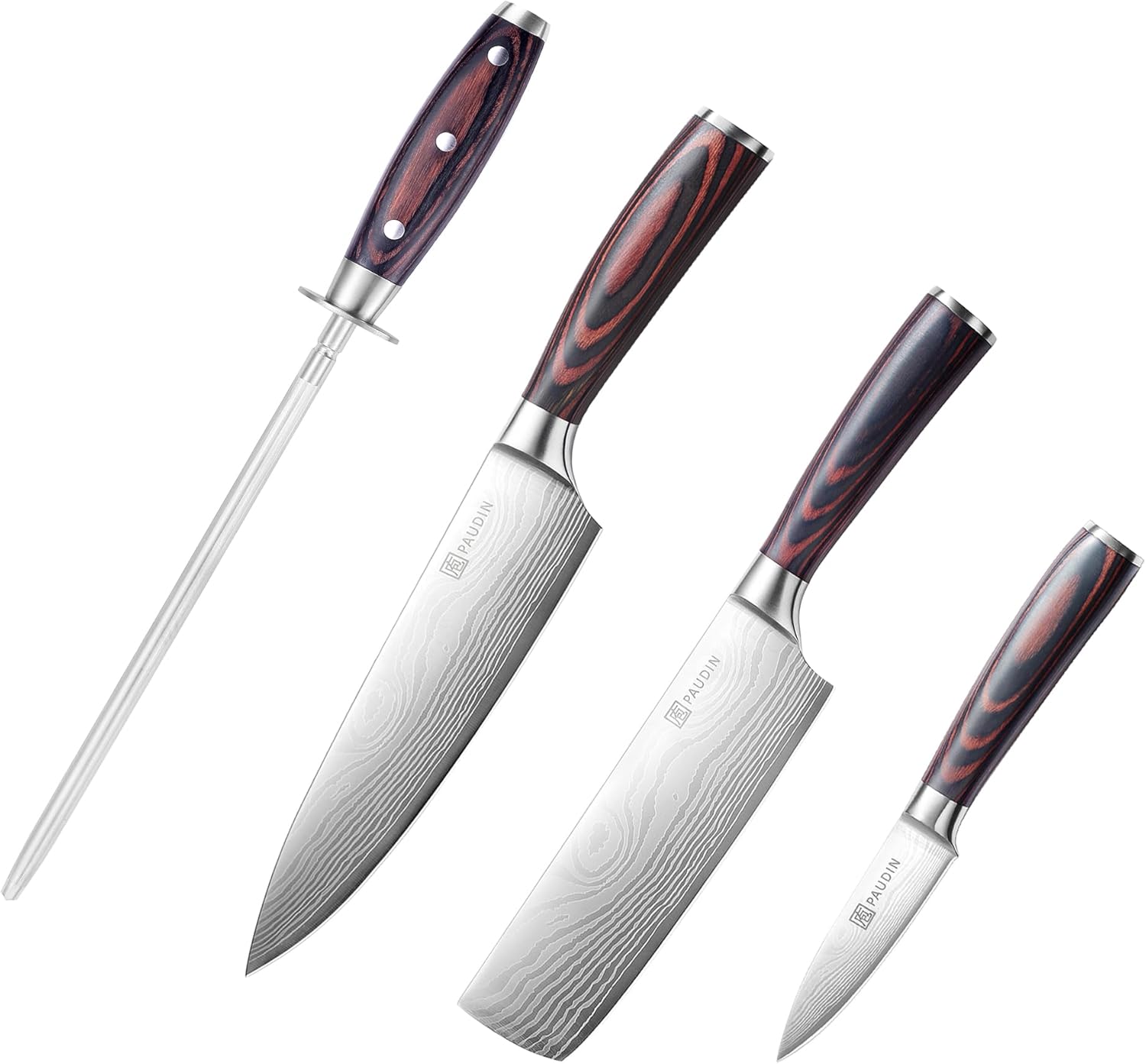 PAUDIN Chef Knife Set + Honing Steel