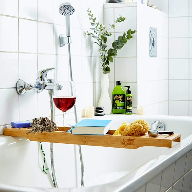 bambuswald © bathtub shelf made from ecological bamboo | bathtub shelf bath bridge shelf bathtub tray bathtub support bathtub board