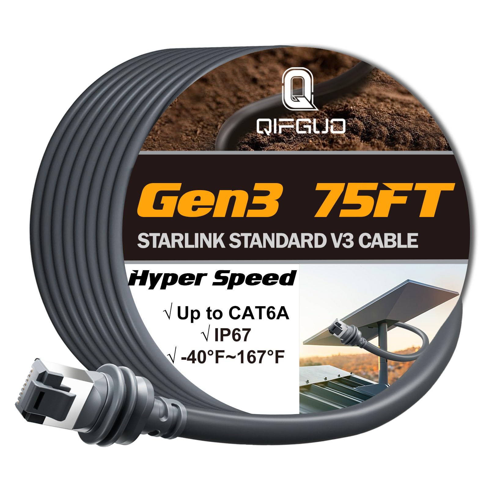 Starlink - Cavo di ricambio V3 ad alta velocità Cbale Gen 3 fino a 2000 Mbps, accessorio per Internet satellitare esterno resistente alle intemperie e cavo di prolunga per Starlink Gen3/parabola