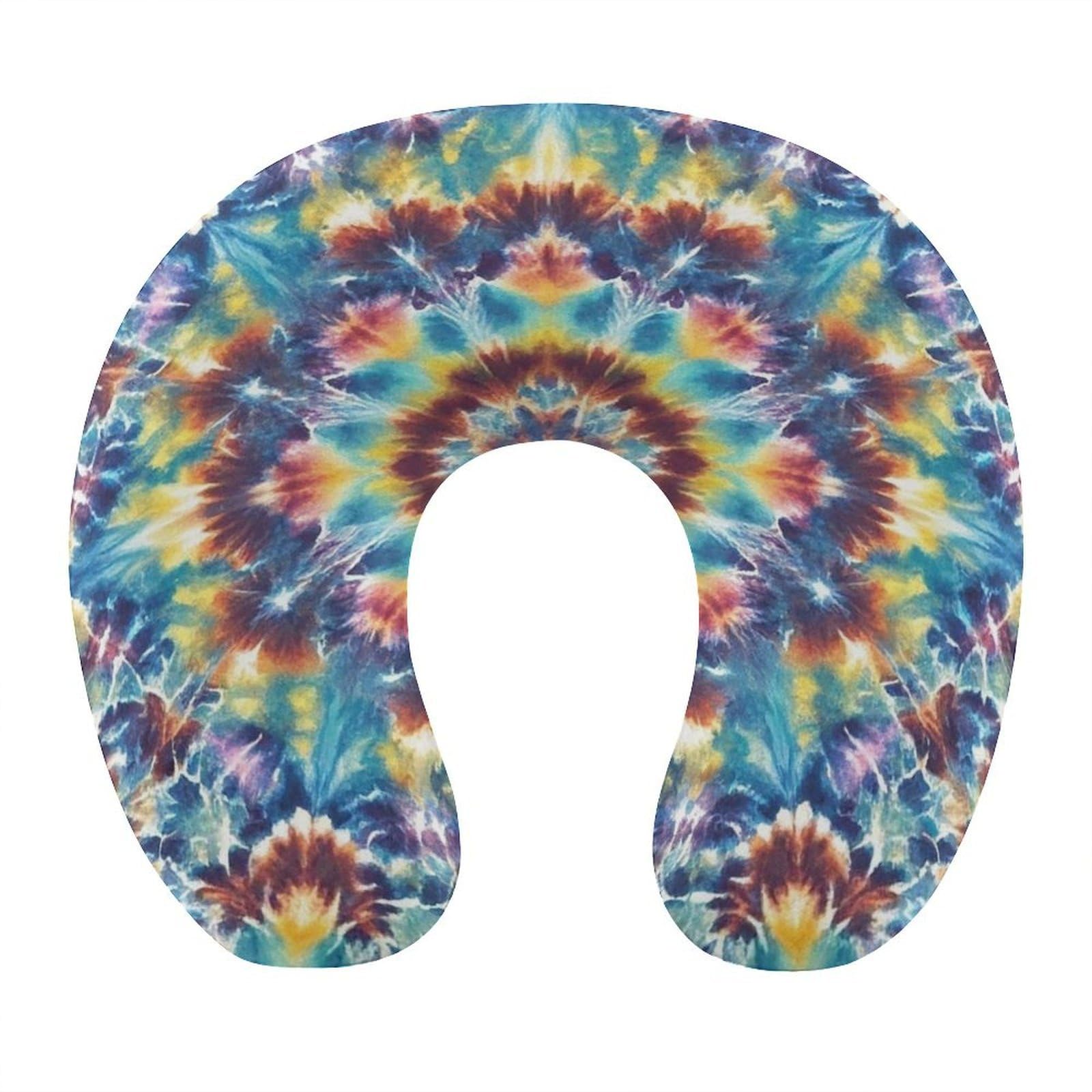 FekiLoot Tie Dye Pattern Travel Pillow U Shaped Neck Pillow Comfortable Memory Foam Pillow Portable Soft Headrest Lightweight Neck and Head Support for Planes Trains Self-Driving Cars