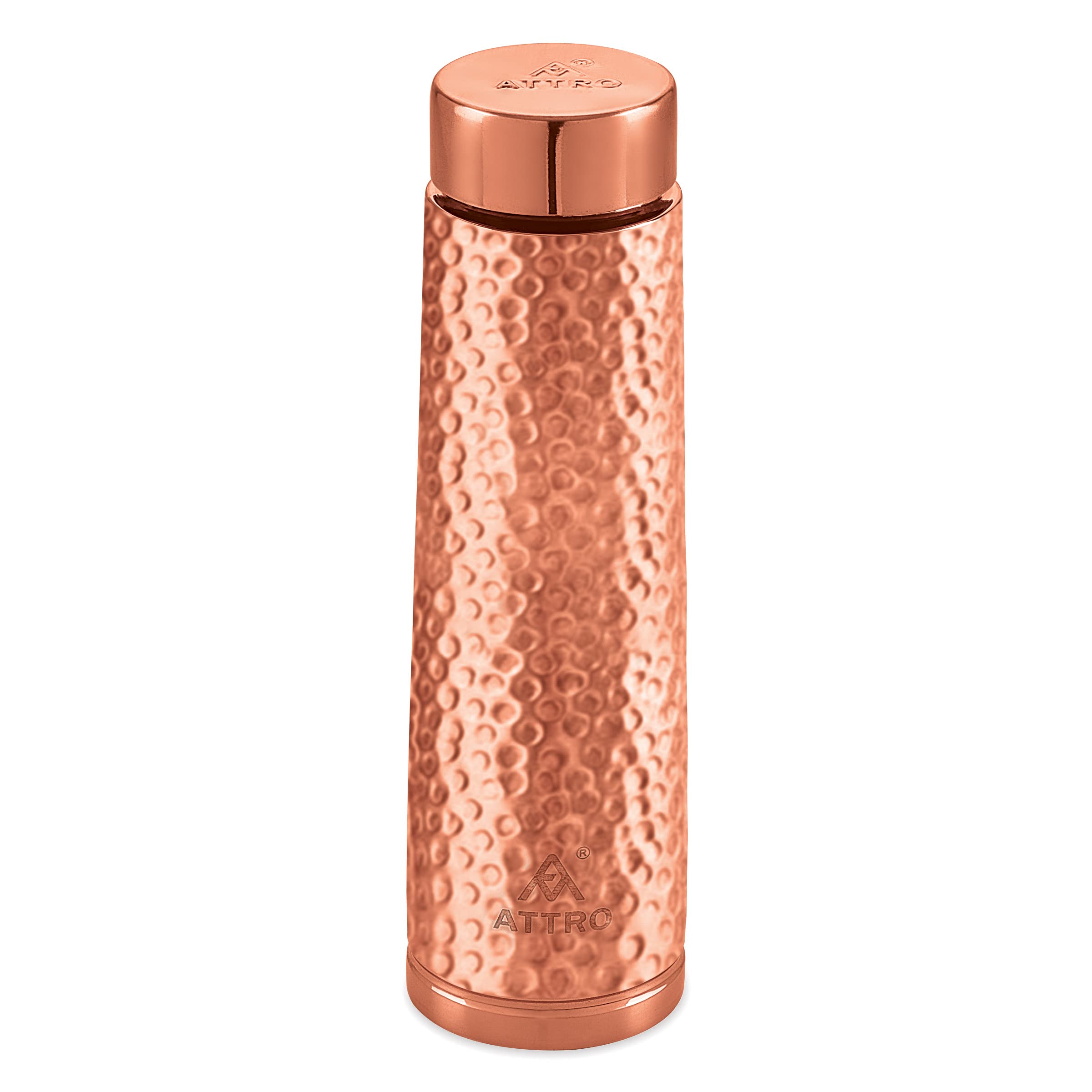 Attro Aarogyam Satveda Hammered Finish Copper Water Bottle,900 ml