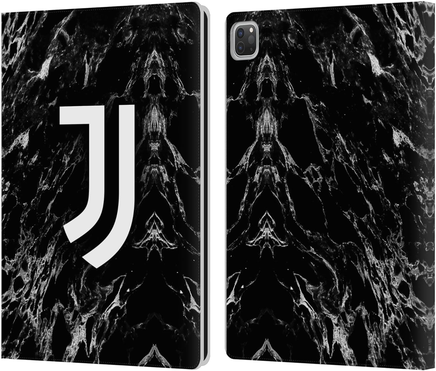 Head Case Designs Officially Licensed Juventus Football Club Black Marble Leather Wallet Case Compatible with Apple iPad Pro 13 M4 2024