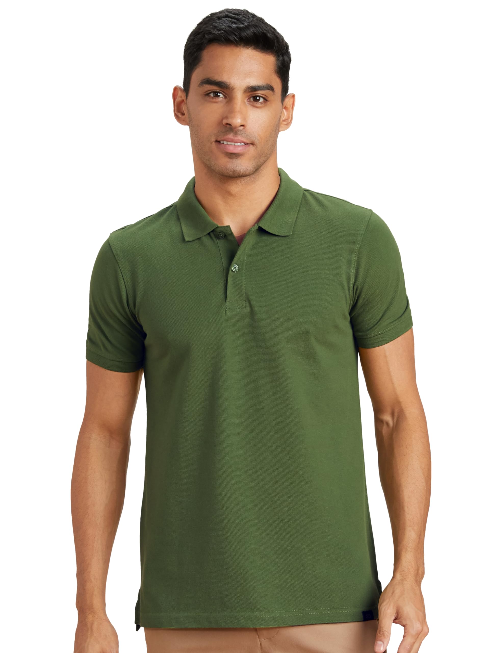 Amazon Brand - Symbol Men's Solid Cotton Rich Polo T Shirt | Collar Tshirts | Half Sleeves | Plain-Regular Fit (Forest Green_3XL) (Available in Plus Size)