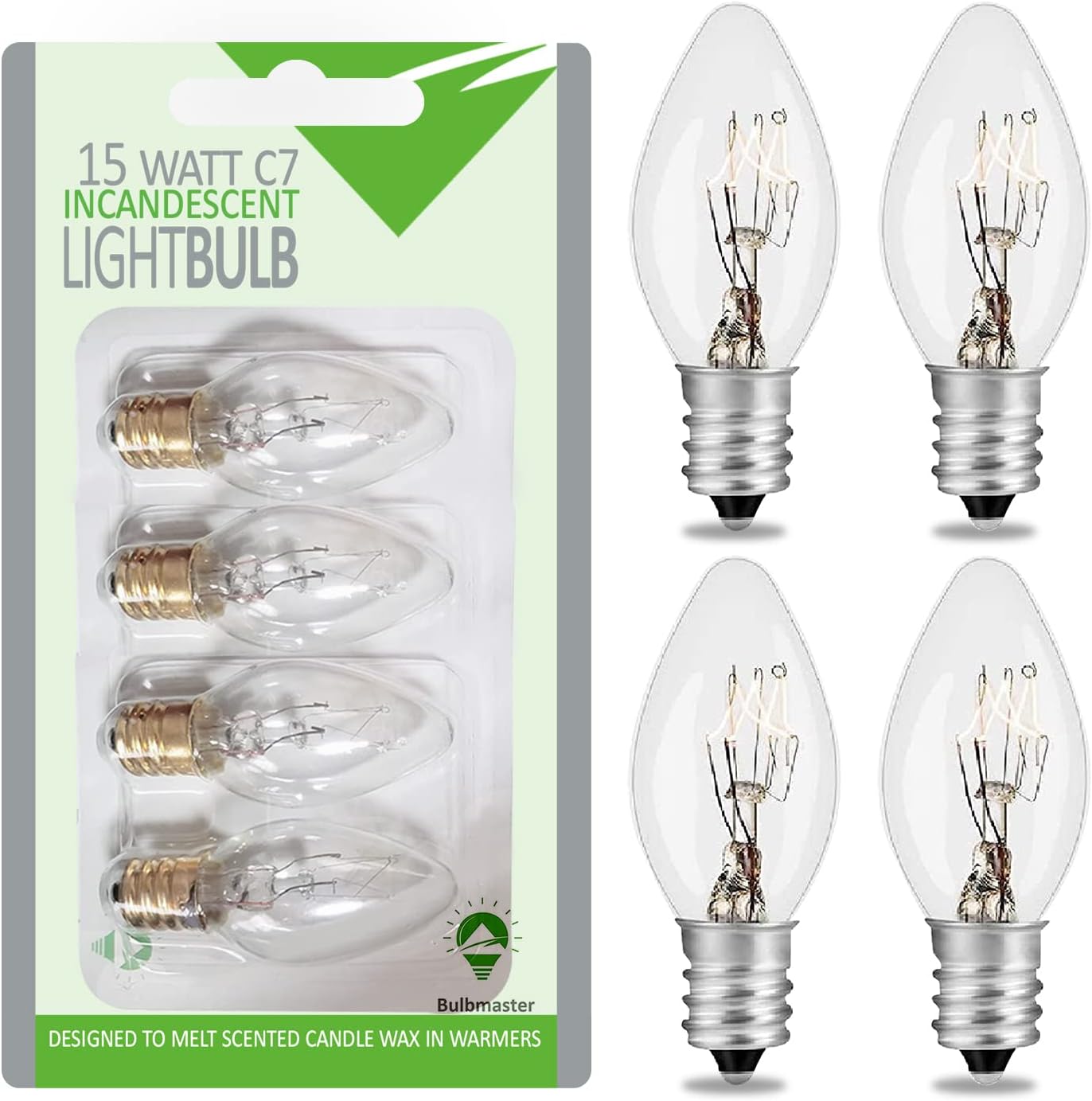 15 Watts Night Light Bulbs Replaces Scentsy Bulbs, Plug-in Warmers and Himalayan Salt Lamps Candelabra E12 Base 4-Pack