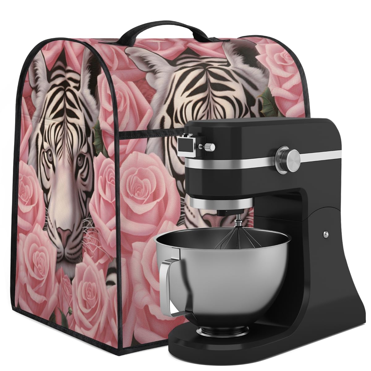 Coffee Maker Cover White Tiger Flower Kitchen Appliance Covers Small Appliance Covers Blender Cover Juicer Cover Dust Covers for Kitchen Appliances with Top Handle and Pockets,Washable,B929