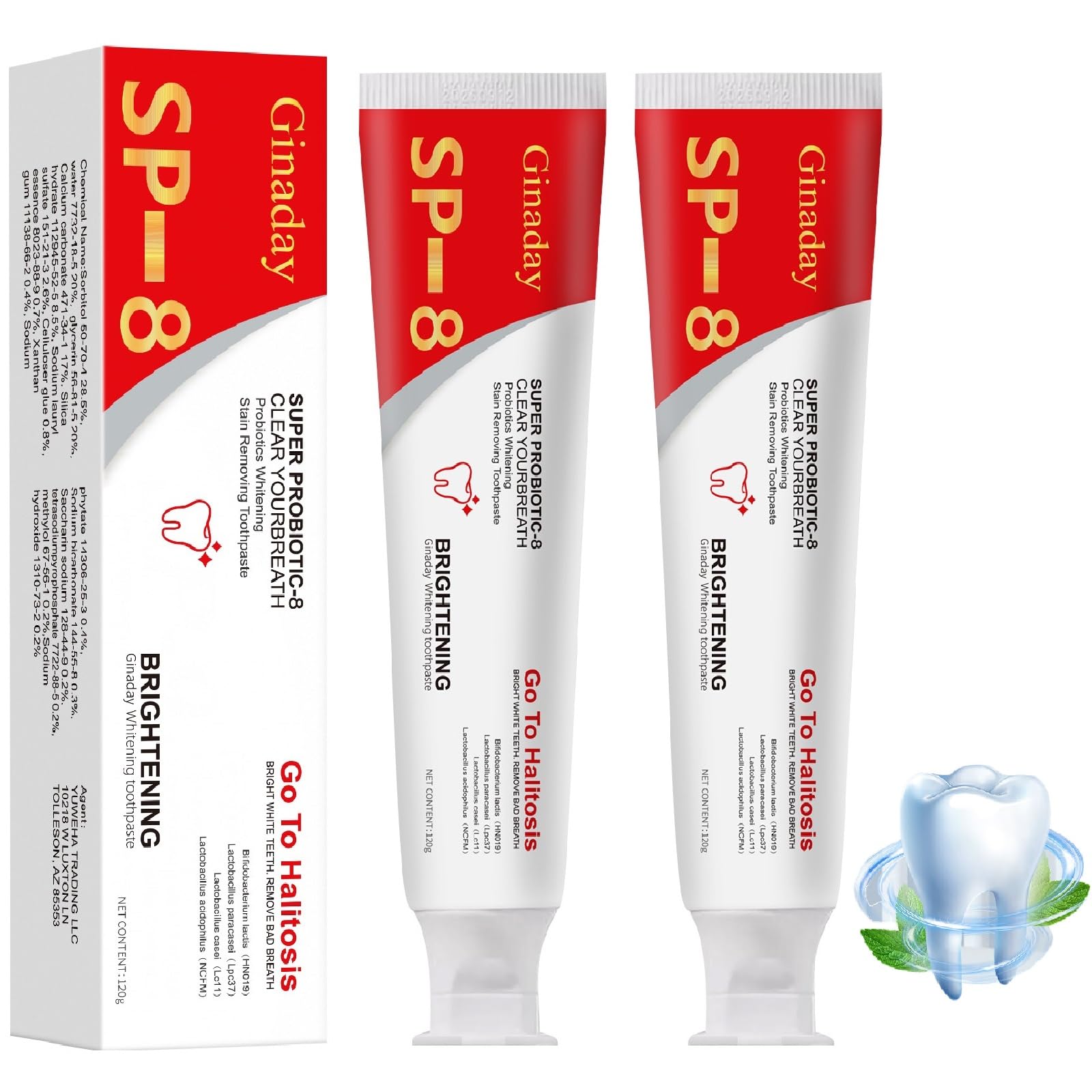 Amazon.com : 2 Pcs SP-8 Probiotic Whitening Toothpaste, Triple