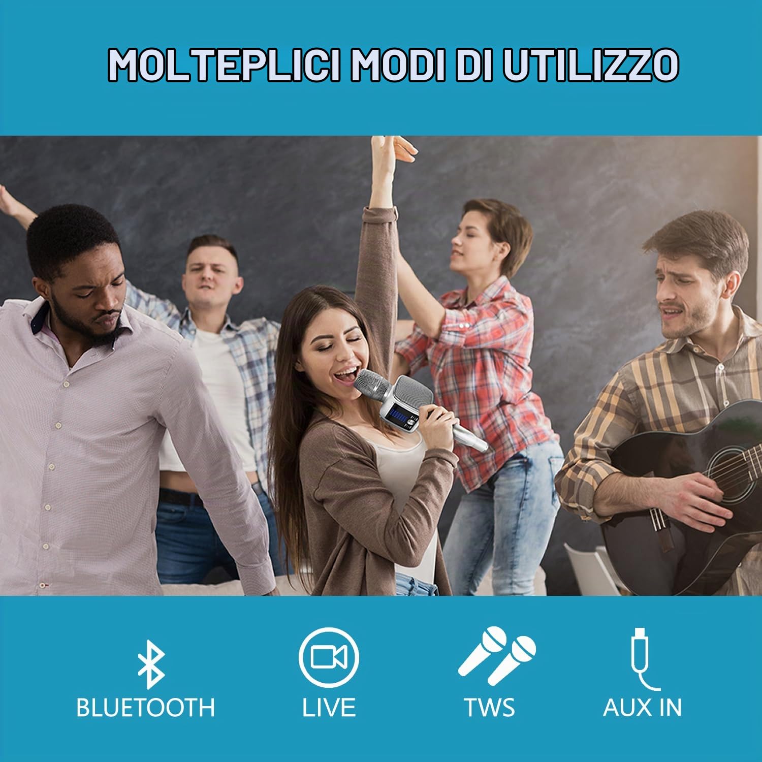 TOSING G7 Microfono Karaoke Professionale Adulti/Bambini con Macchina Karaoke,Altoparlante Portatile del Sistema PA Bluetooth,Cantante Macchina per Esterni,Festa,Home,Auto,Chiesa