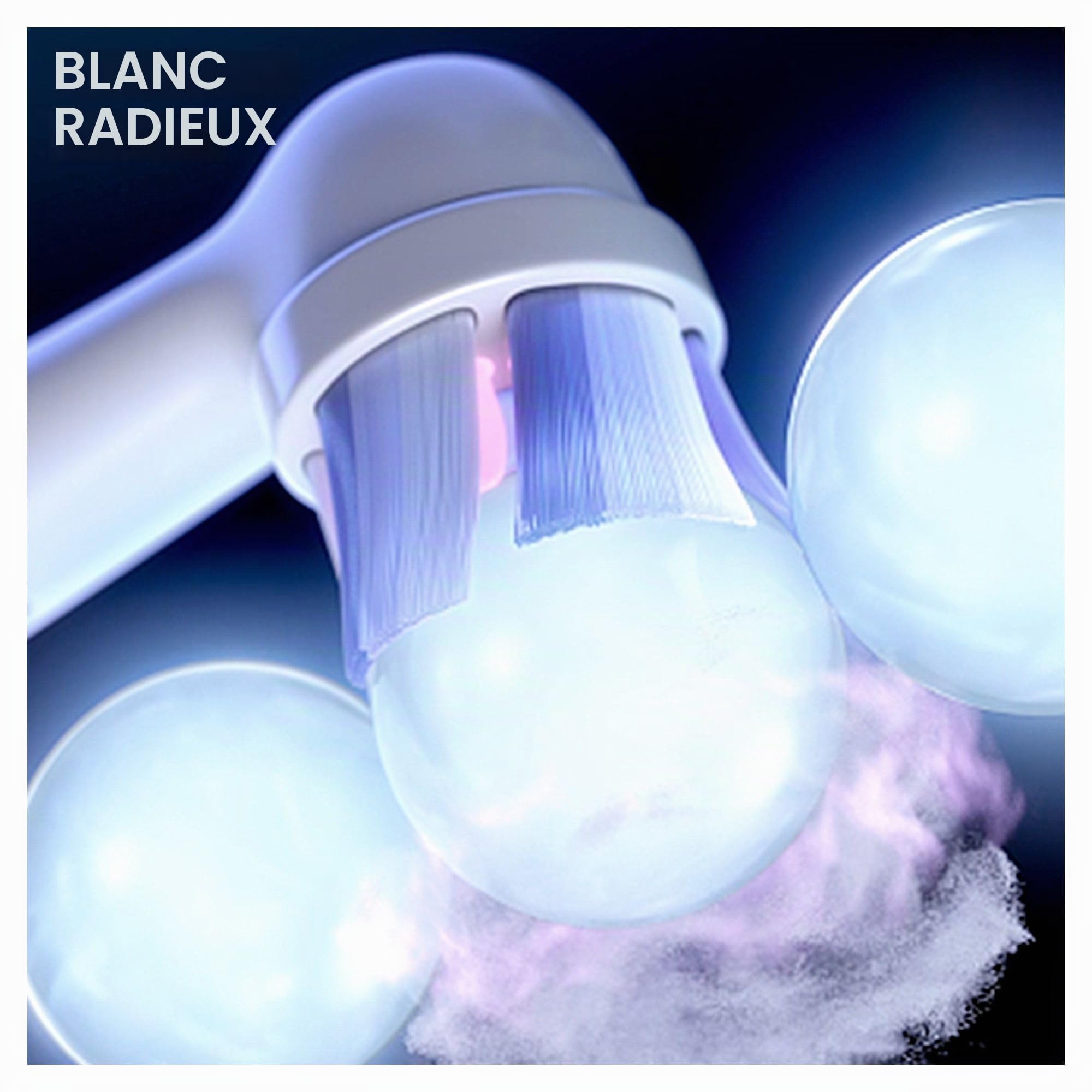 Oral-B iO Radiant White Brossettes Blanches De Rechange, Des Pétales De Polissage Pour Un Nettoyage Blancheur, Éliminant Les Taches, Compatibles Avec Les Brosses Électriques Magnétiques, 4 Têtes
