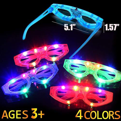 Miniatura 4 de HDHF Light Up Glow Glasses, Glow in the Dark LED Shutter Shades Gafas de sol Neon Party Suministros Accesorios para cumpleaños