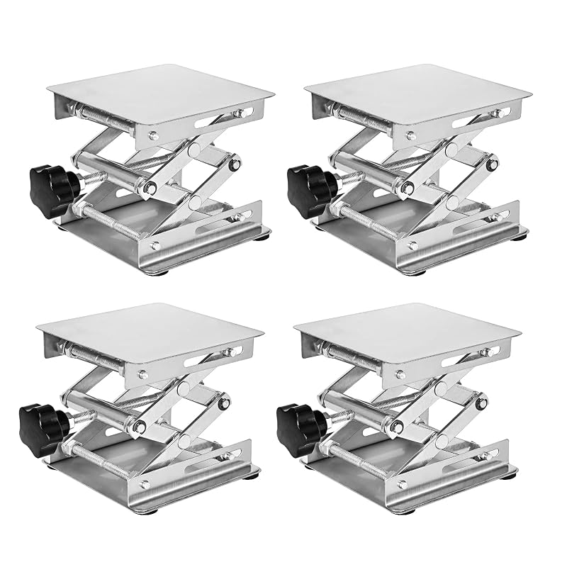 Kit com 4 macacos sanfona de mesa lifancy em aço inoxidável, 10,2 x 10,2 cm, altura ajustável de 5 a 15,5 cm, capacidade de 5 kg