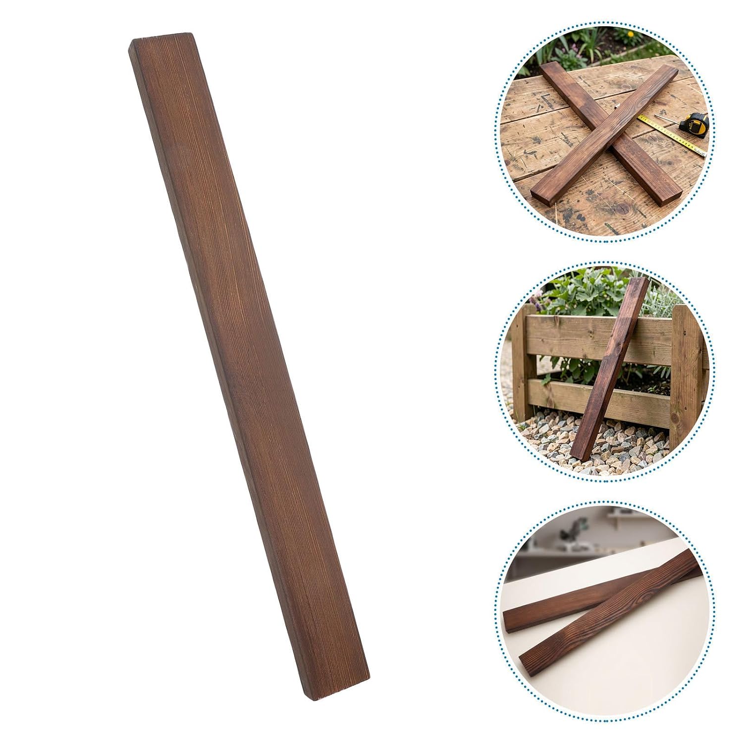 2pcs Pressure Treated Wood Plank Strip, Rough Sawn 20x40mm Coffee