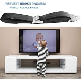 Heavy Duty Metal Anti Tip Straps - Adjustable Safety Furniture Wall Anchors for Baby Proofing Flat Screen TVs, Dressers, Bookcases, Cabinets - No Plastic Parts - Pack of 2