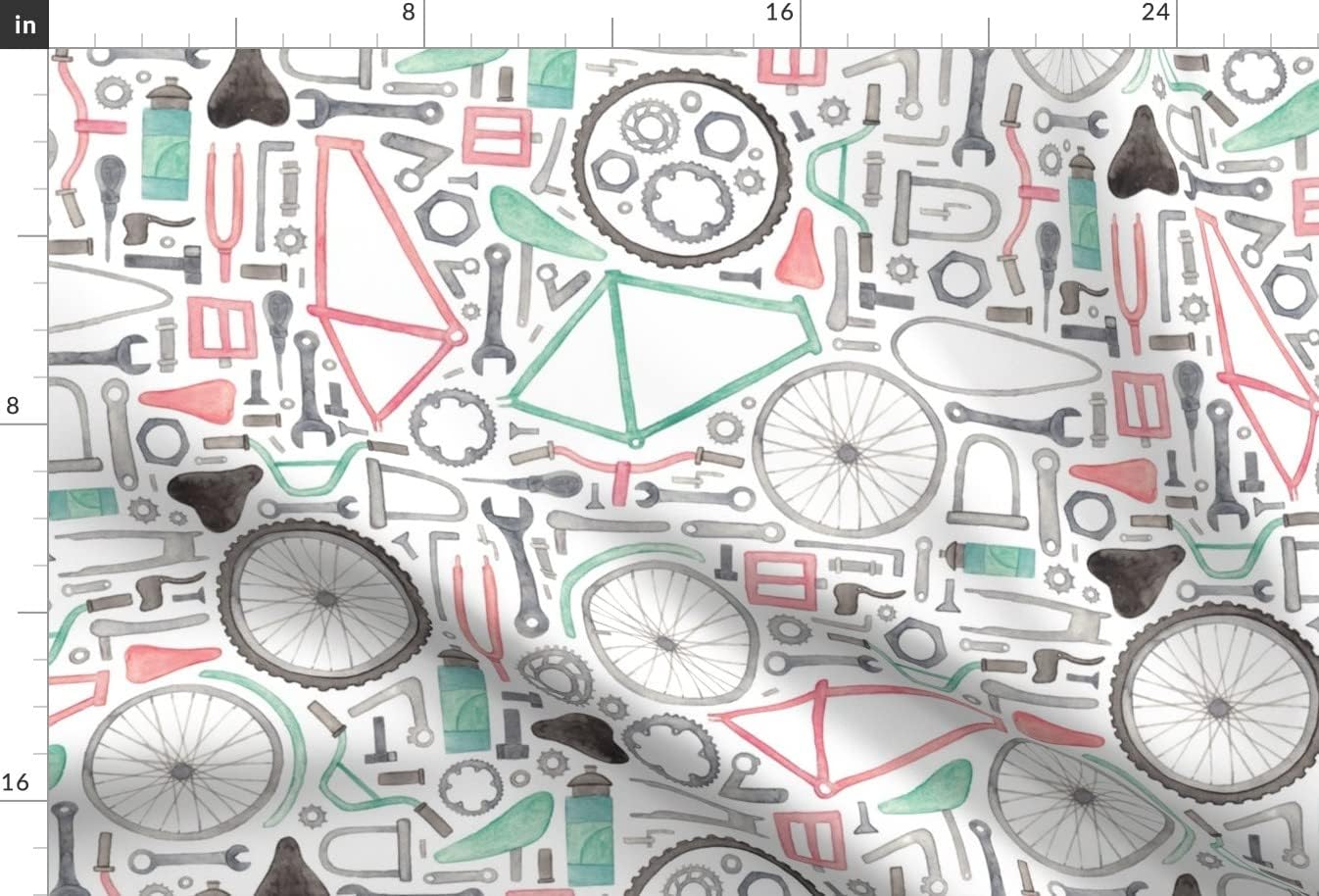 Spoonflower Fabric - Bike Cycling Boys Bicycle Wheels Gears Tools Printed on Upholstery Velvet Fabric Fat Quarter - Upholstery Home Decor Bottomweight Apparel