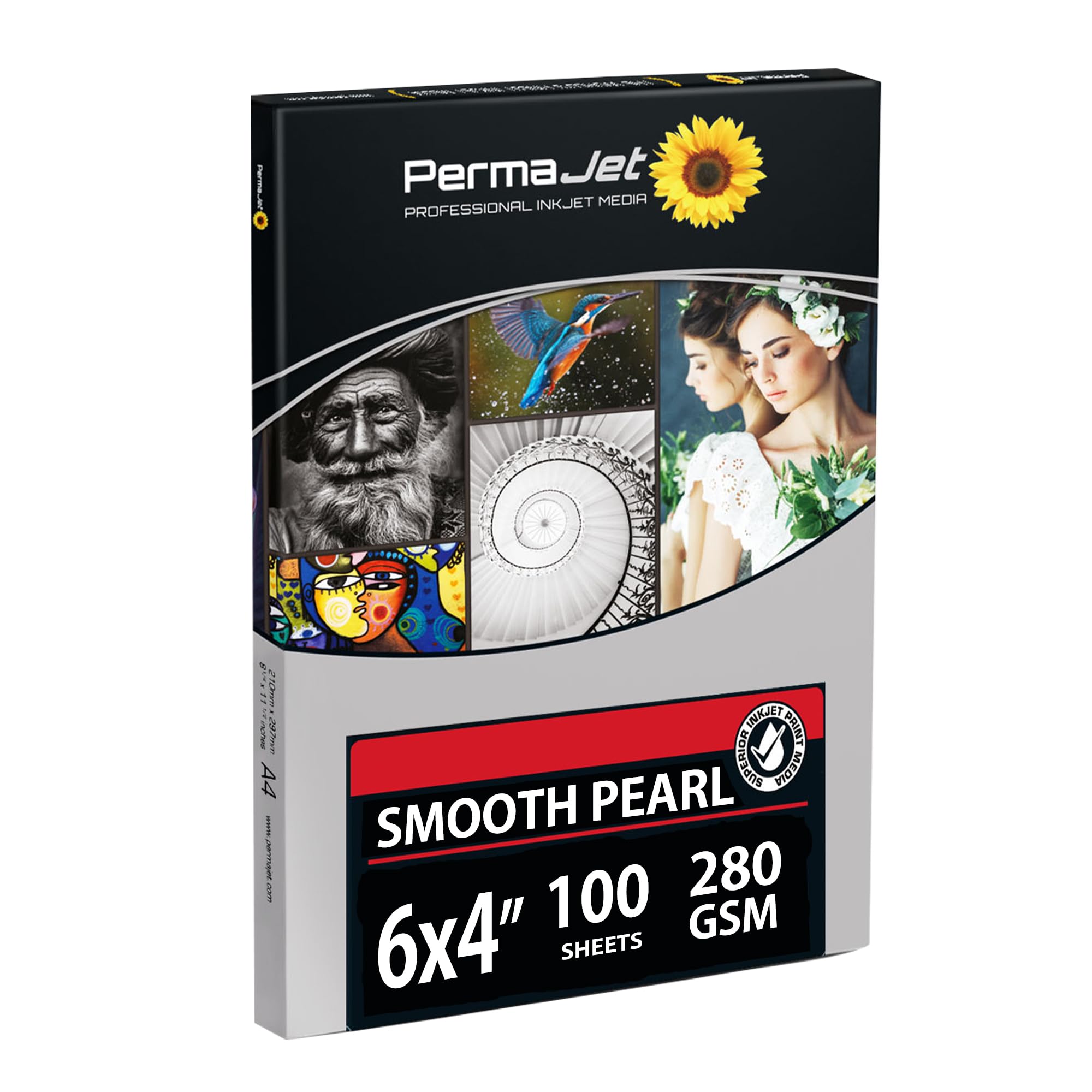 PermaJet Smooth Pearl 280gsm | 6"x4" 100 Sheets | Inkjet Semi-Gloss/Pearl Printer Photo Paper