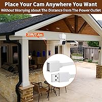 Vista 4 de Paquete de 2 cables de extensión USB de 25 pies compatibles con WYZE Cam Pan V3/V3 Pro/V2, Cam V4/V3, Cam OG/V2, cable de carga de extensión