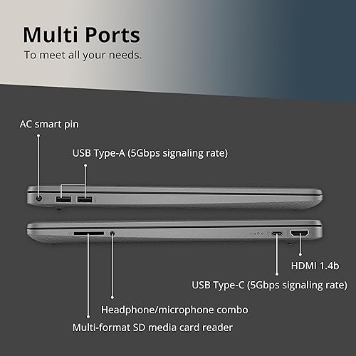 Miniatura 9 de HP Portátil FHD de 15.6 pulgadas, Intel i3-1215U, 8 GB de RAM, SSD de 128 GB, gráficos Intel UHD, cámara web HD, Numpad, Wi-Fi 6, Bluetooth, gris,