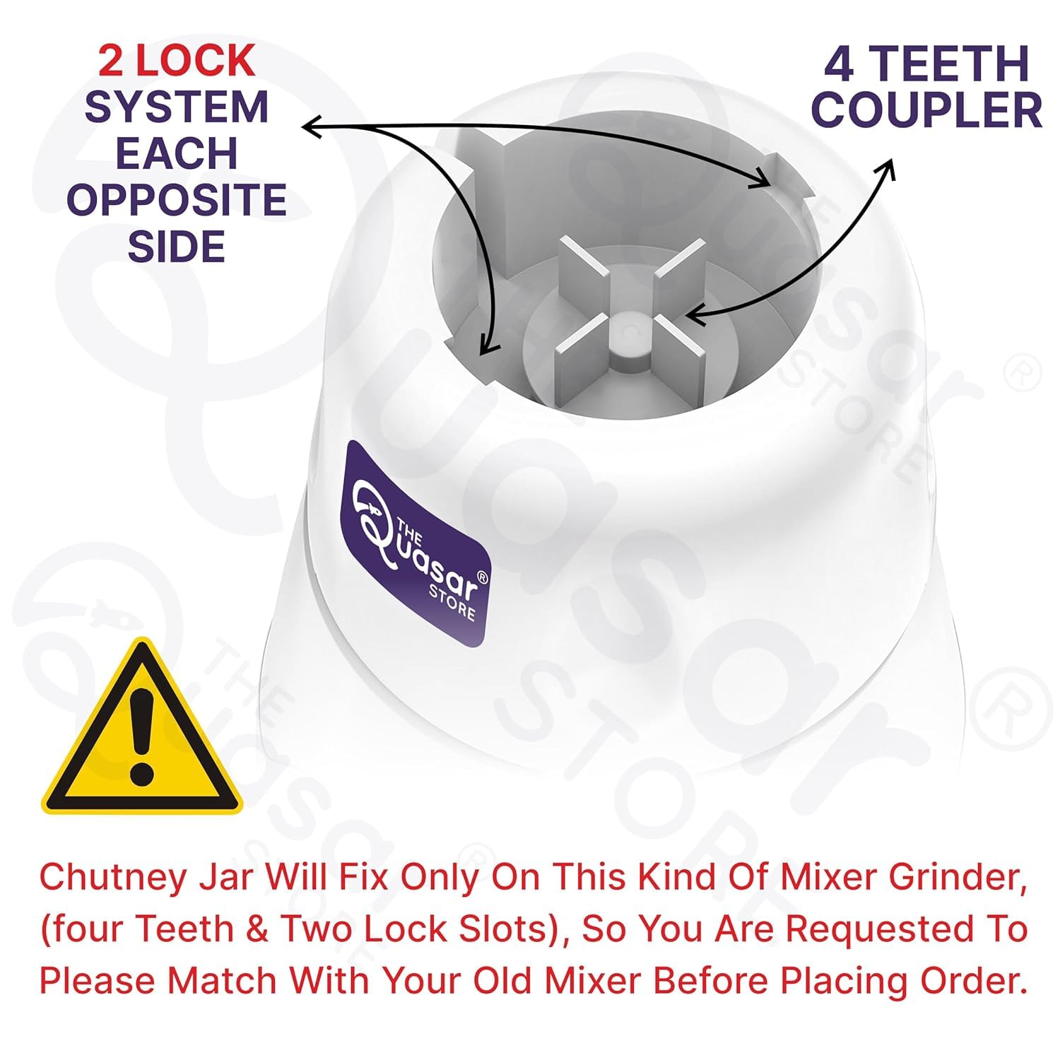 Combo Chutney Jar, Mixer Jar (180 Ml 400 Ml) Suitable For All Local & Branded Mixer Which Comes With 2 Lock & 4 Teeth Coupler - Silver — Amazon image 5