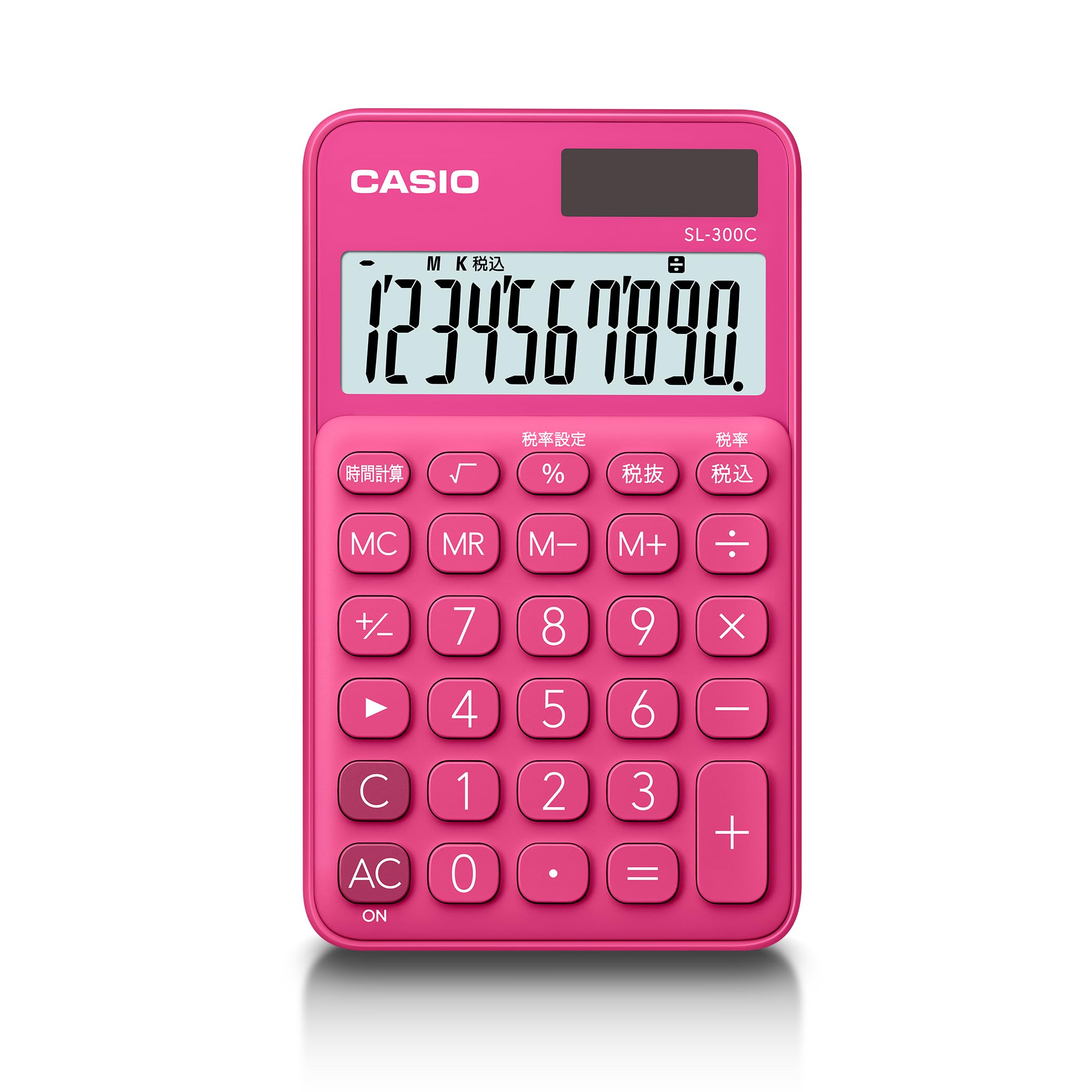 Amazon | カシオ カラフル電卓 ビビッドピンク 10桁 手帳タイプ SL