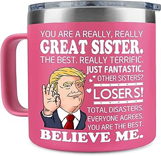 Christmas Sister Gifts - Great Sister Mug - Sisters Birthday Gifts From Sisters, Brother - Birthday, Christmas Gift Idea For Women - Gift For Sibling, Younger Sis - Coffee Tumbler 14 OZ