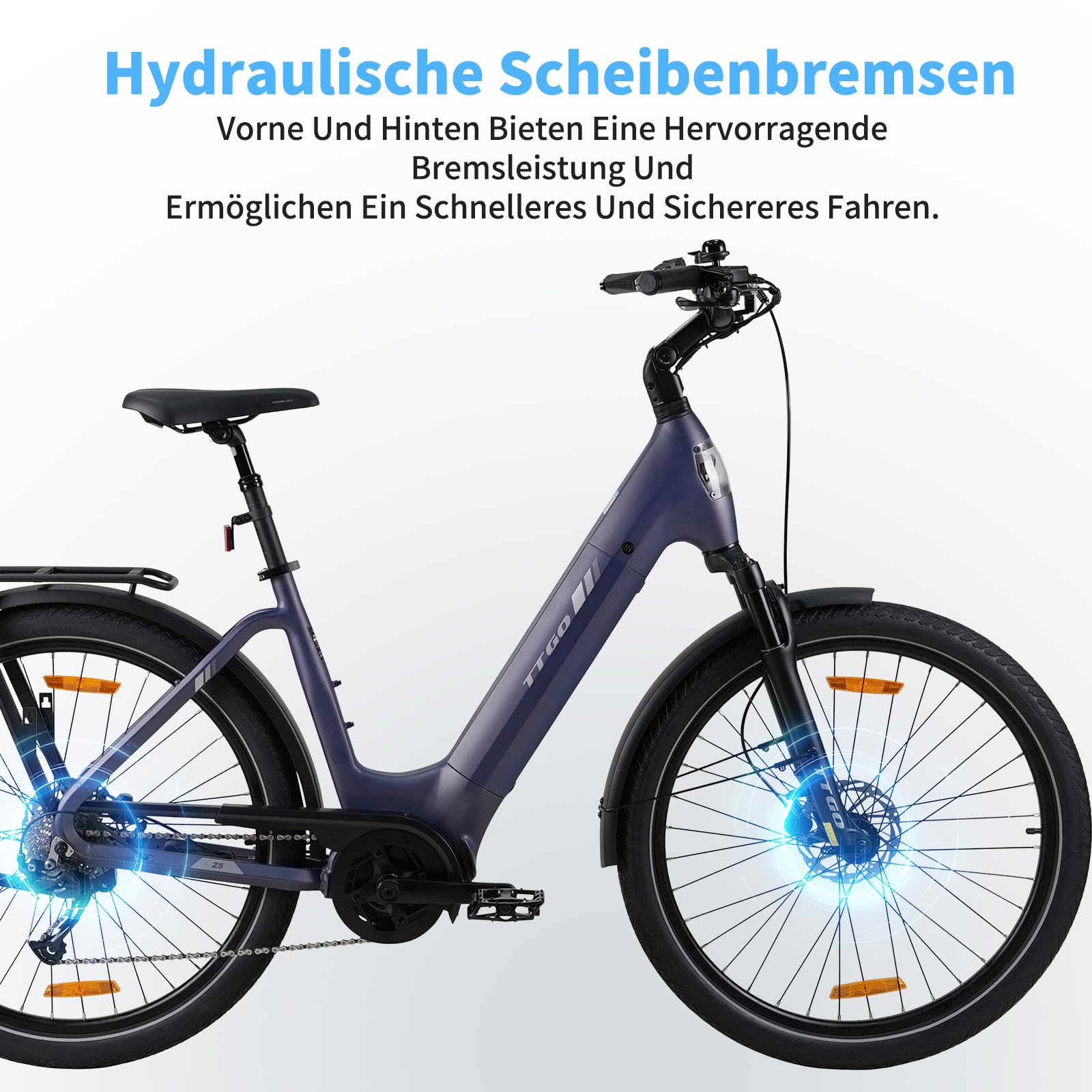 ttgo Z5 E-Bike 27,5 Zoll für Damen und Herren, 250W Pedelec Citybike E Bike mit 36V 18Ah Herausnehmbarem Akku, 100–130 km Reichweite, 25 km/h, LCD Display, Aluminiumrahmen