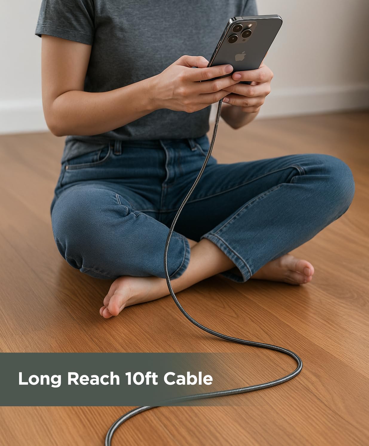 10Ft Anti-Tangle USB-C Charger Cable (2 Pack) Fast Charging (60W) Long 10 Foot Alloy-Braided Metal Type C Cord, Designed for Samsung and iPhone Devices (Gunmetal)