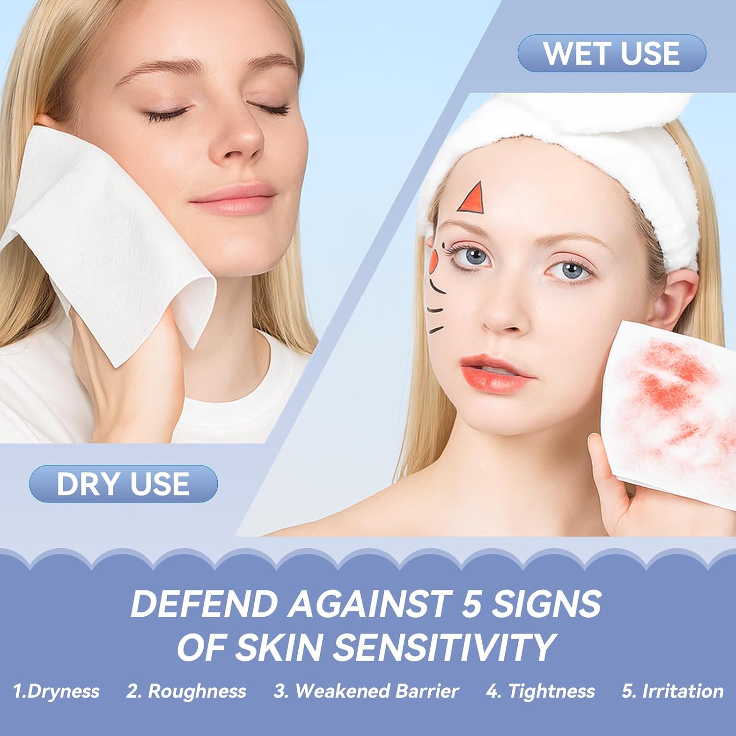 Face Towels, Disposable Biodegradable Clean Facial Towelette for Sensitive Skin, Lint- free Face Cloths for Makeup Remover, Ultra Soft Dry Wipes, Skincare Women Cleansing 240 Count (3 Packs) - Image 7