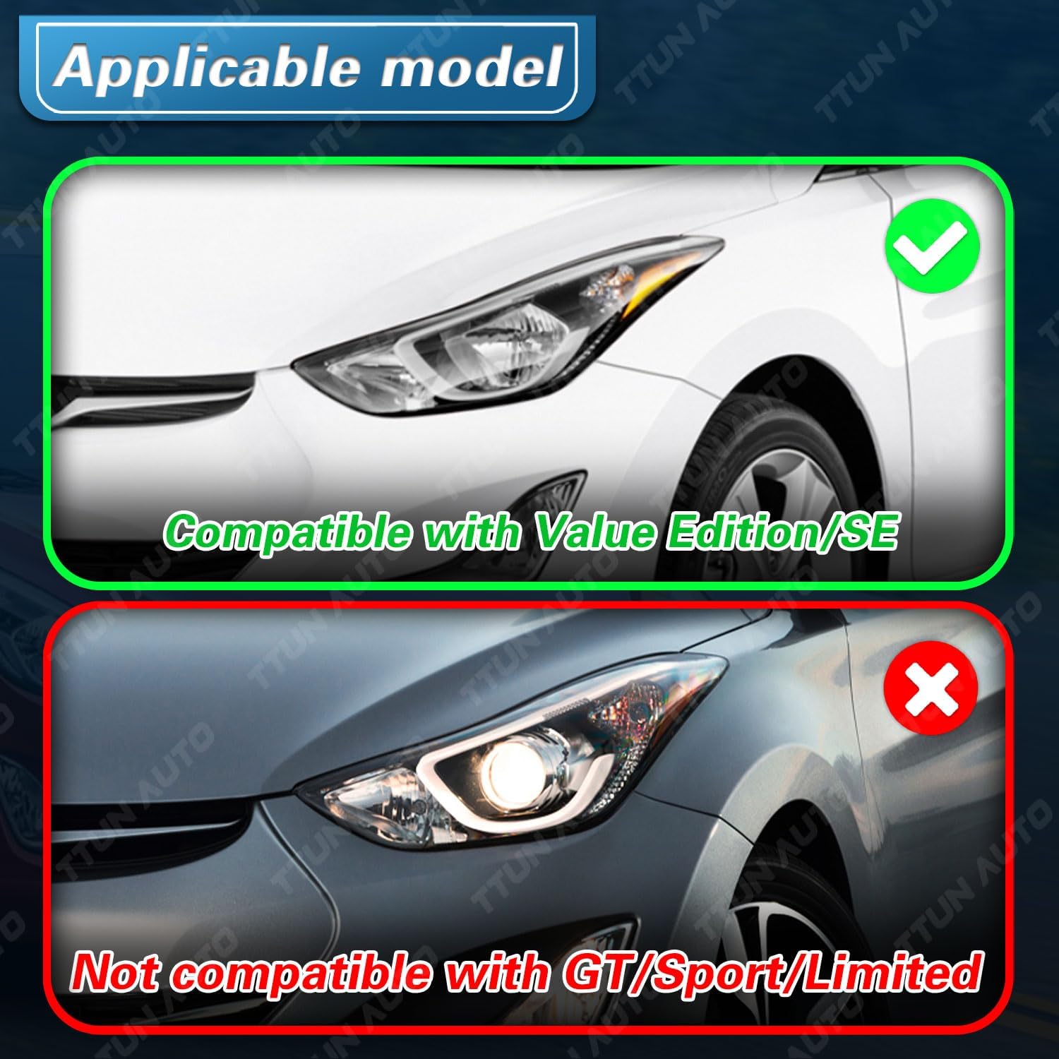 UPGRADE Compatible with 2014-2016 Hyundai Elantra SE/Value Edition headlights Halogen Type Without Daytime Running Lamp Right Passenge Side