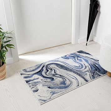 LUXE WEAVERS Modern Abstract Marble Swirl Area Rug Blue 2x3