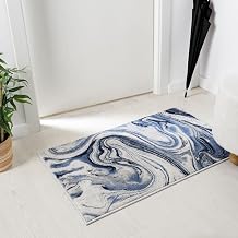 LUXE WEAVERS Marble Collection 497 Blue 2x3 Abstract Marble Swirl Area Rug