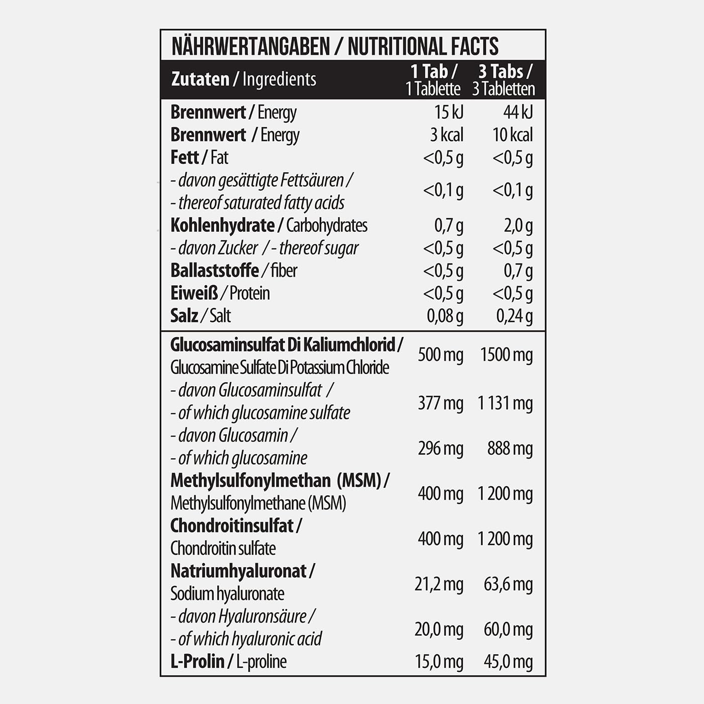 Glucosamine Chondroïtine MSM + Hyaluron + L-Proline | Complément alimentaire pour articulations, cartilage, arthrose et rhumatismes | Soutien à la production de collagène | 180 comprimés | MST