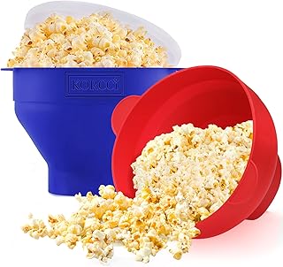 KORCCI Microwave Popcorn Popper, Silicone Popcorn Maker Bowl With Handles, BPA Free Collapsible Popcorn Maker, Dishwasher ...