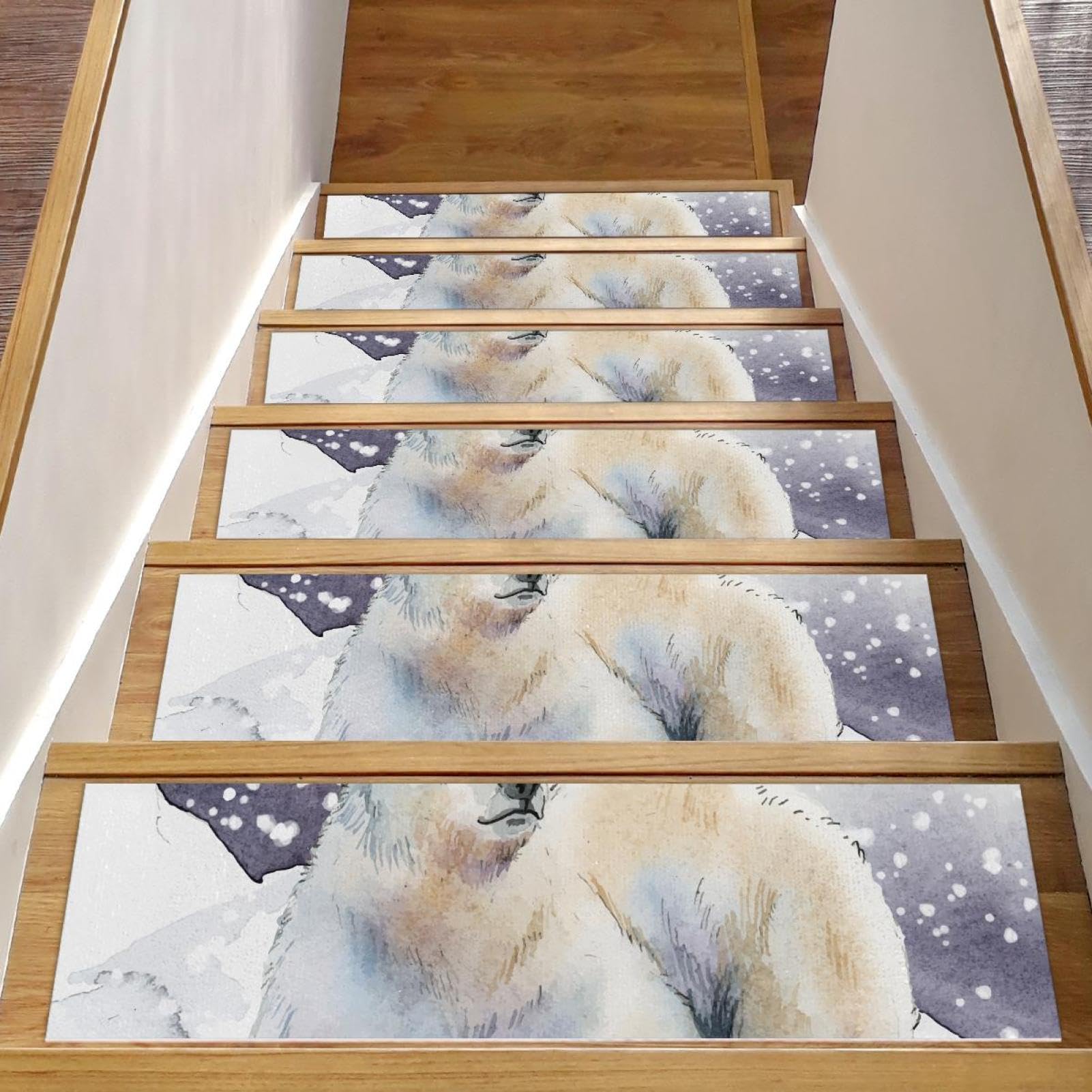 Marches d'escalier antidérapantes en bois : lot de 15 tapis d'intérieur