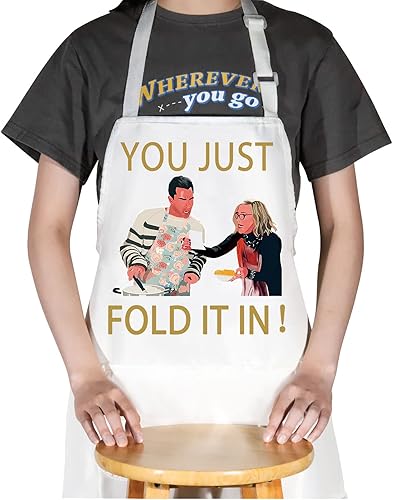 WZMPA Delantal de cocina con cita para programas de televisión, regalo para fanáticos, simplemente doblarlo en delantal ajustable con bolsillo para