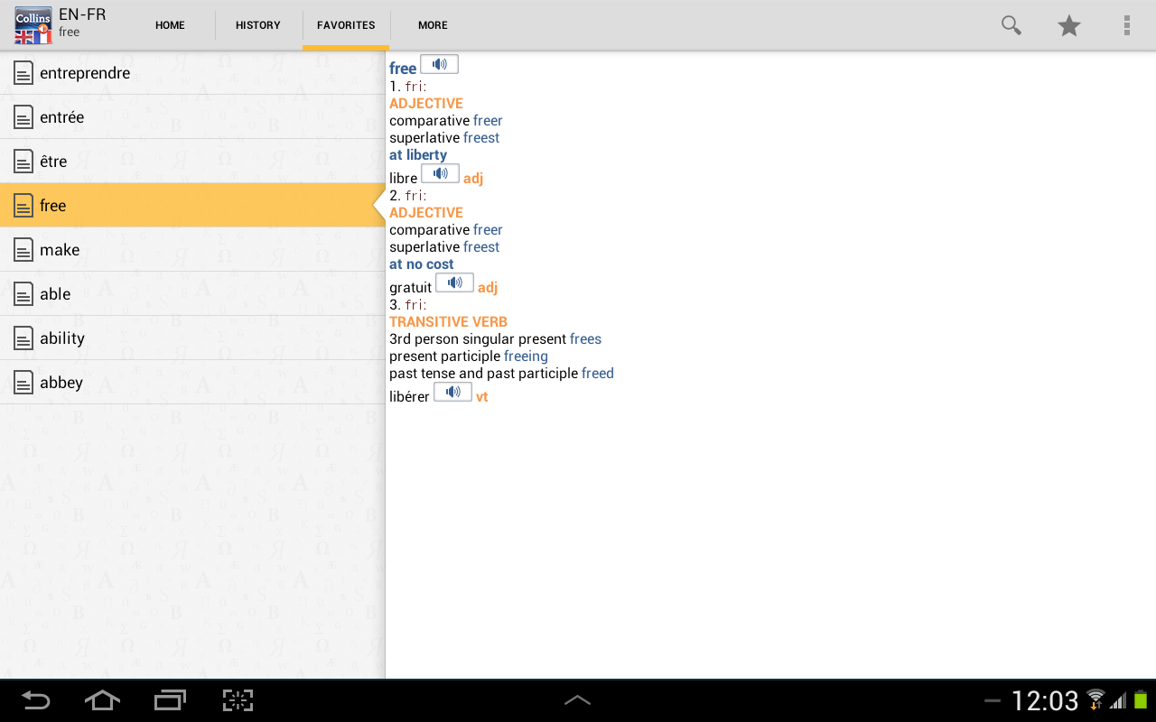 Audio Collins Mini Gem EnglishFrench & FrenchEnglish Dictionary App
