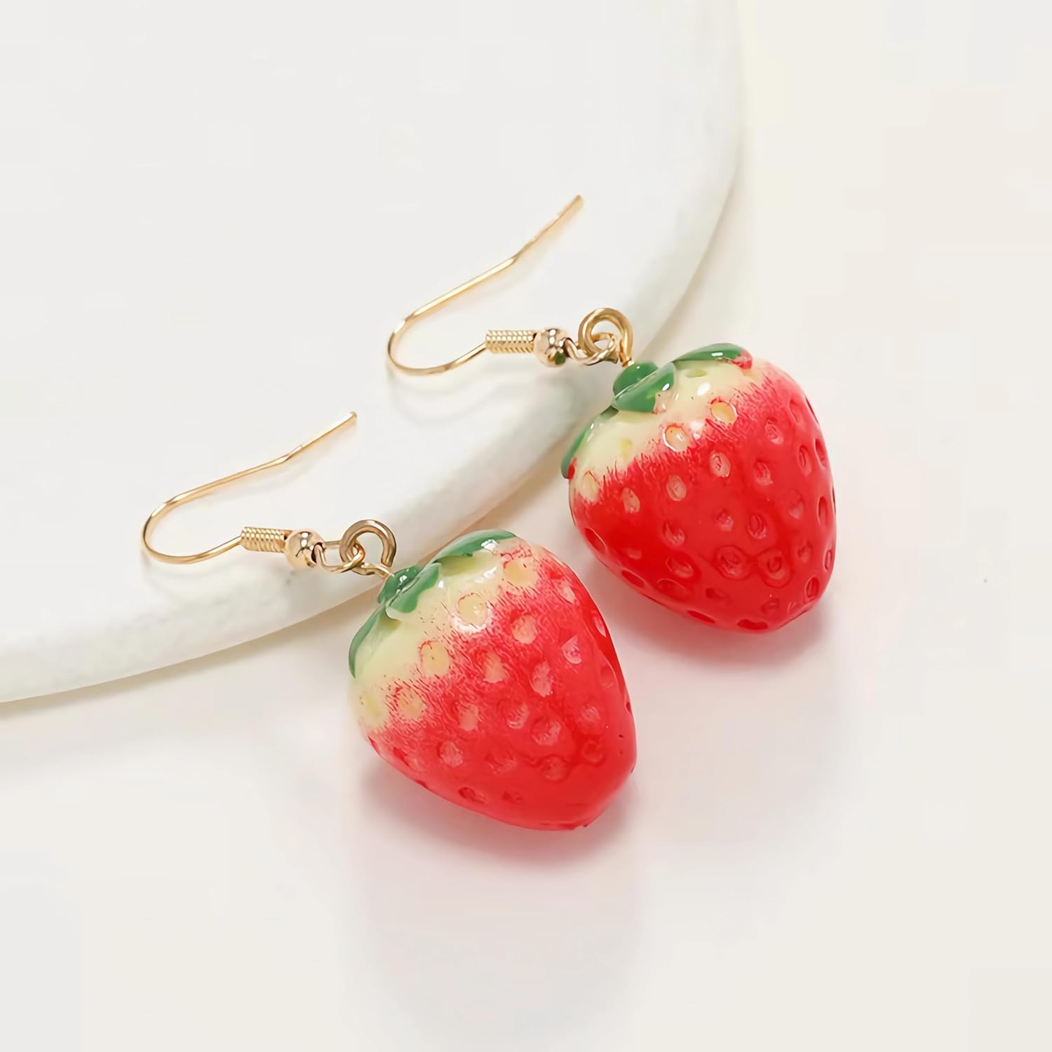 2025 3D Red Strawberry Earrings Necklace Set Cute Strawberry Jewelry Acrylic pendant earrings Simulation design Cute Strawberry Fashion Accessory Gifts Summer Birthday jewelry gifts - Image 5