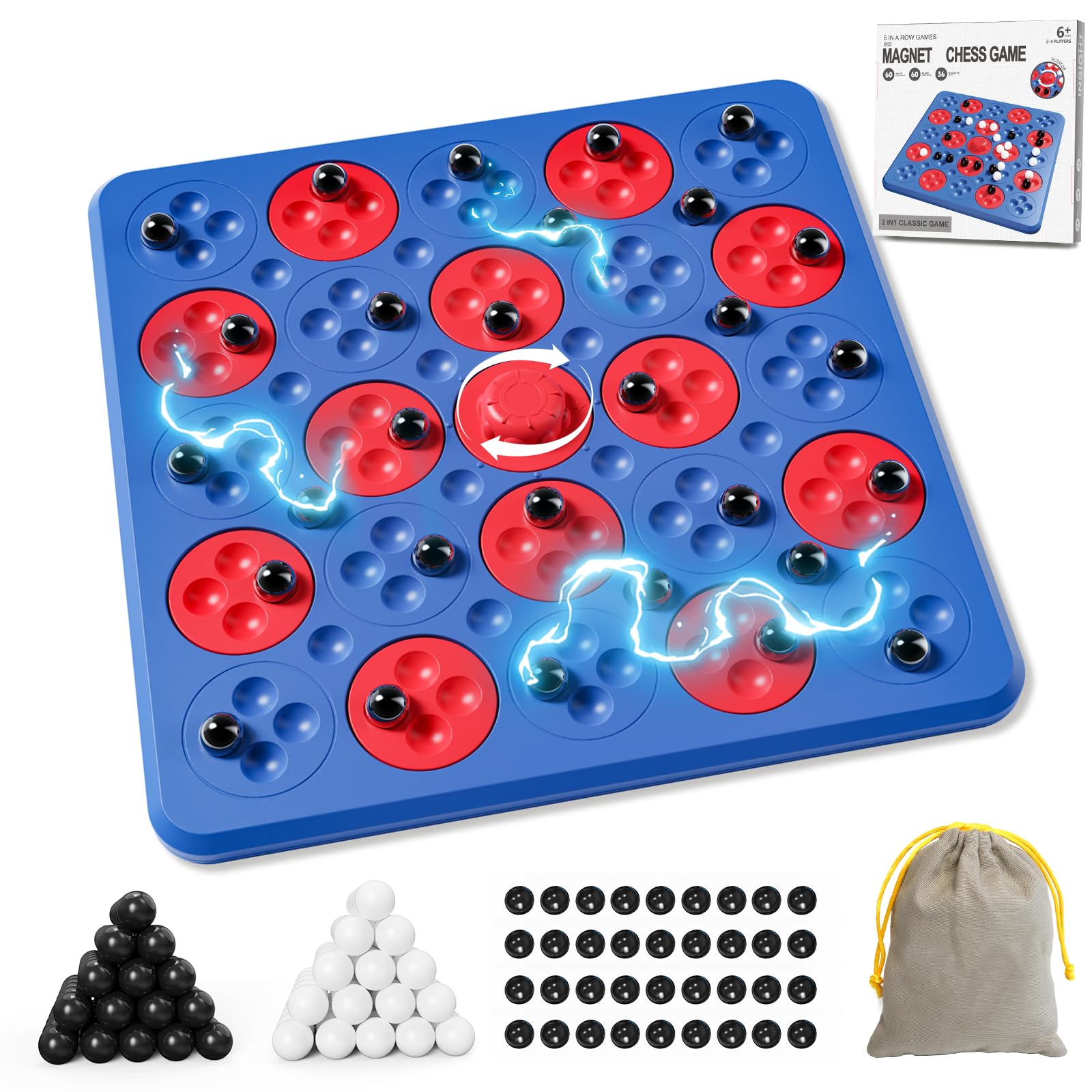 Magnet Game, Magnetic Game Chess, Board Games for Kids 6-8-12, 2 in 1 Multiplayer Family Board Games, Magnet Chess Games w...