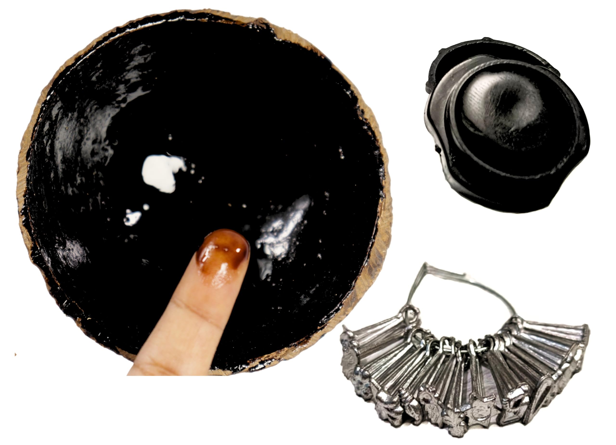 Pyengora New Born Baby Kajal Kit Drishti Pottu | Liquid Bindi Moulds | Bottu Achulu Pack of 3