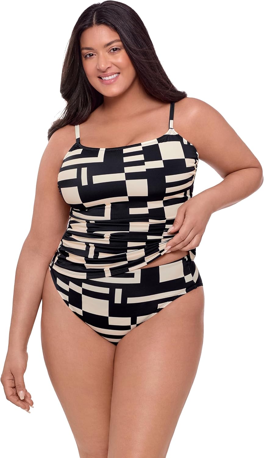 S3 Swim Women's Smoothing Classic Shirred Scoop Tankini Top