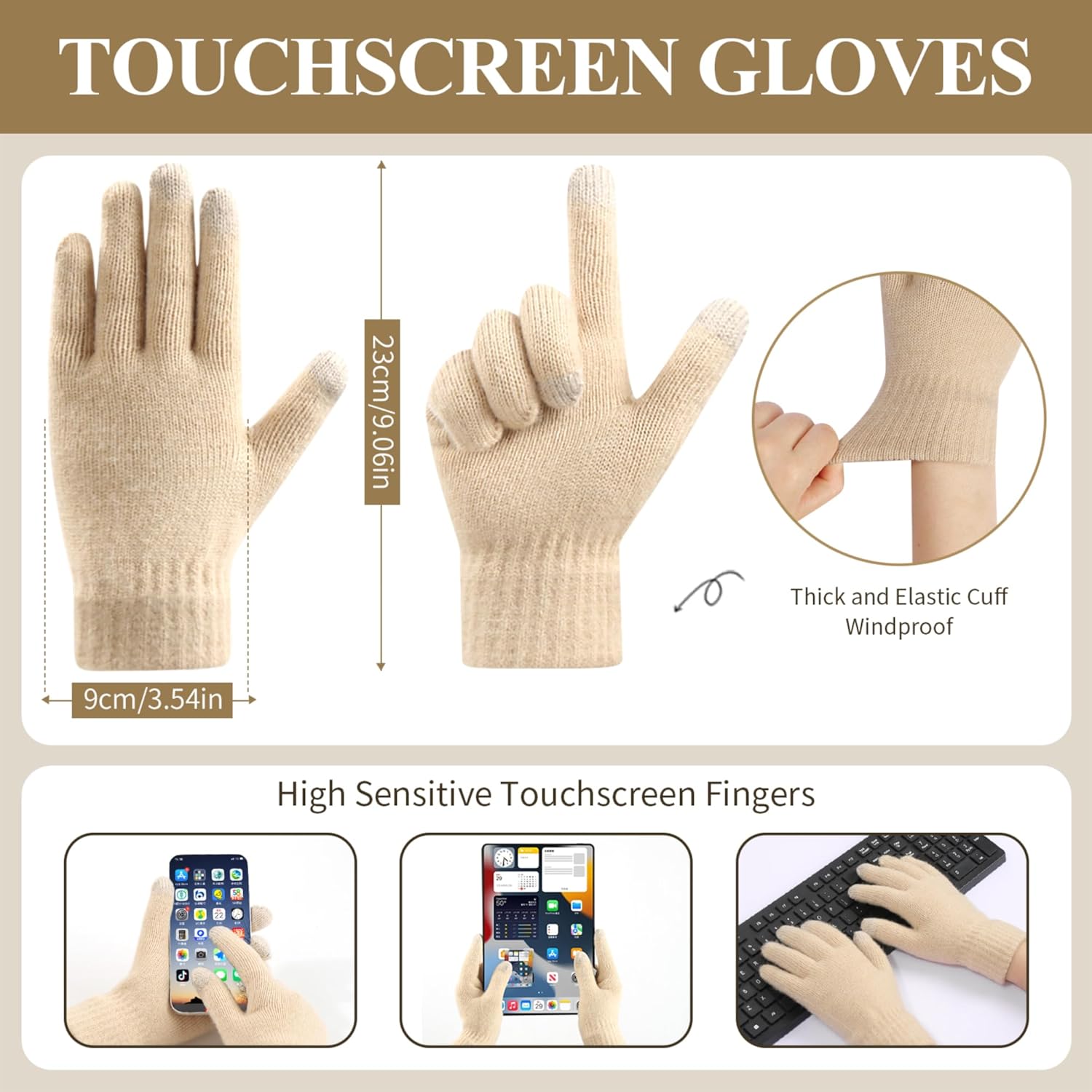 Winter Beanie Hat, Scarf, Gloves Set for Women – Soft, Warm, Touchscreen-Compatible, Fleece-Lined Knit Beanie with Pom Pom - Image 6