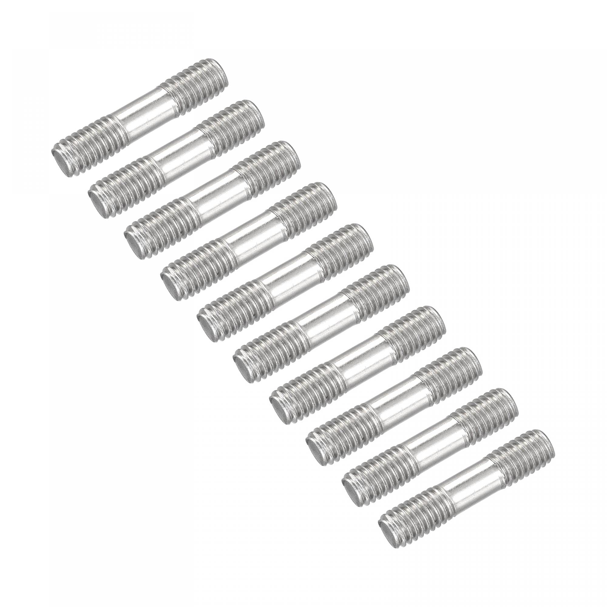 sourcing map Double Ended Stud Screws (M6 Thread 30mm Length) 50pcs, 304 Stainless Steel Dual Threaded Rod Bolts - for House Maintenance