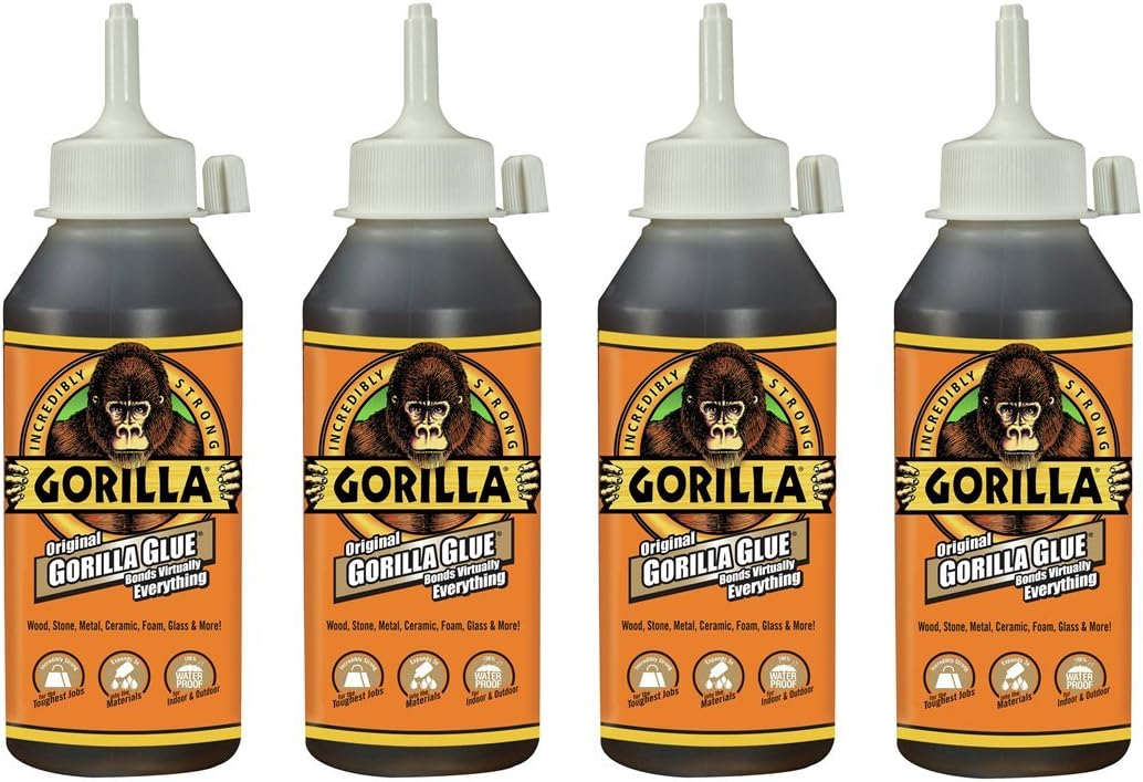 Gorilla Original Waterproof Polyurethane Glue, 8 ounce Bottle, Brown
