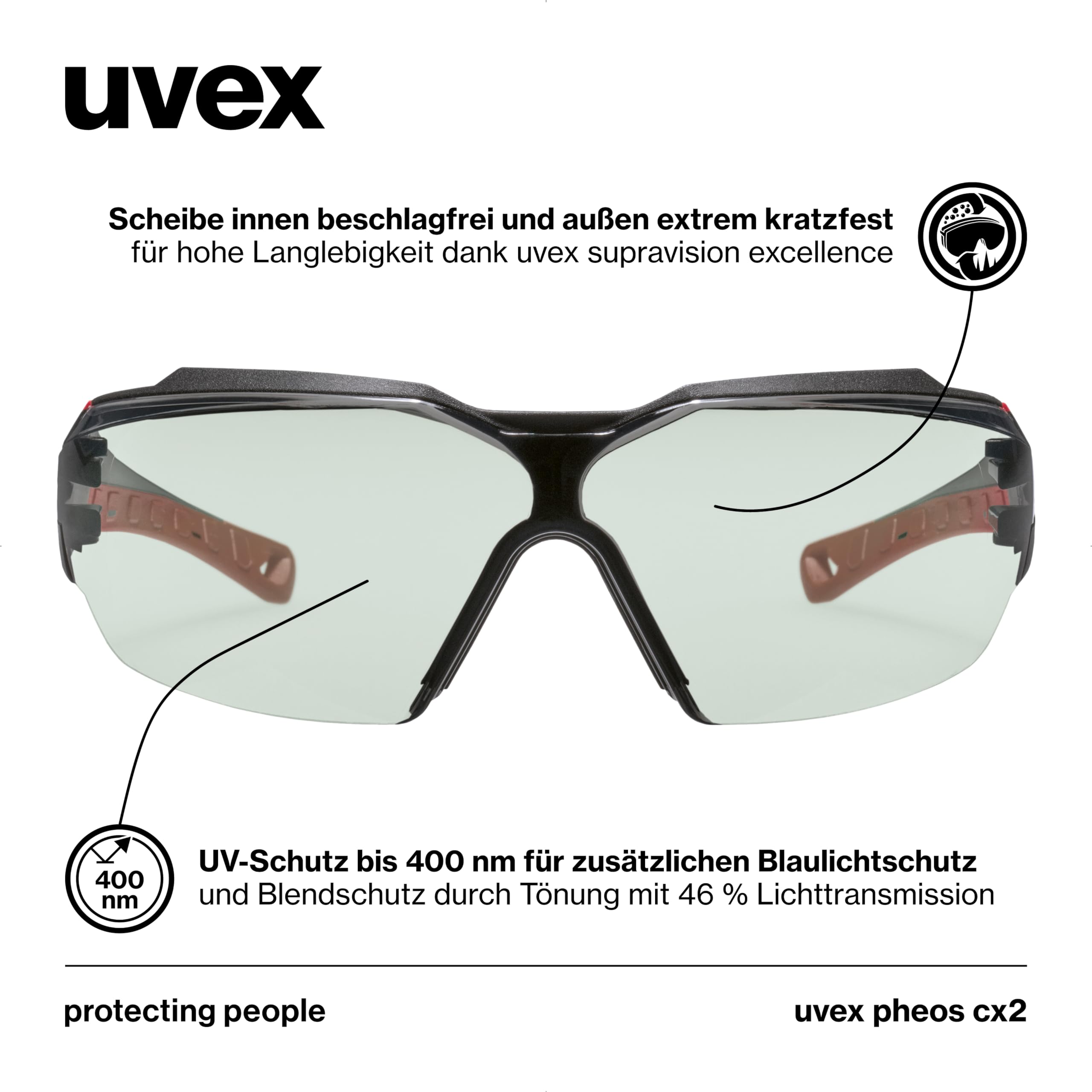 Uvex pheos cx2 Lunettes de protection infrarouge UV soudage anti-buée anti-rayures