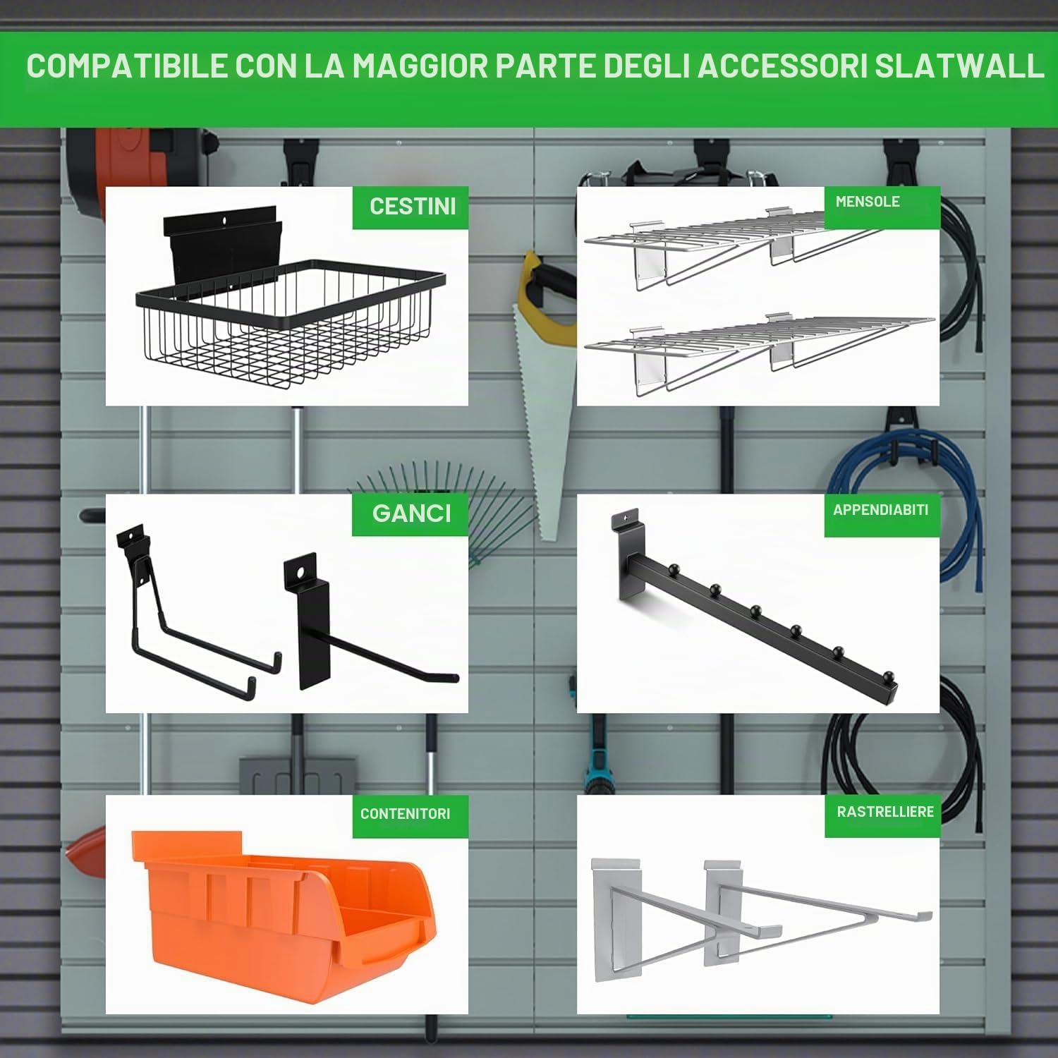 Jolitac Pannello dogato da parete per negozio garage e espositore mensola organizer da parete 122 x 61 cm