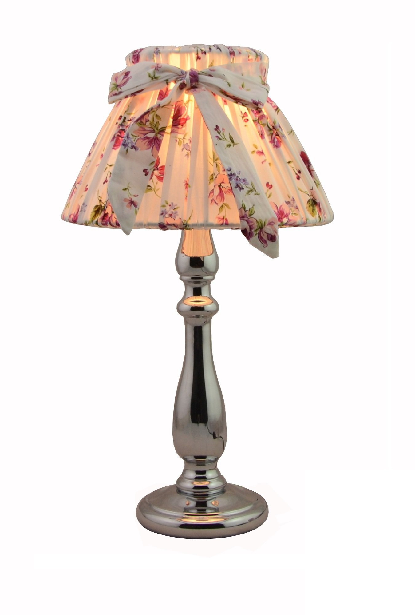 Really Cute Chrome Table Lamp with Sexy Small Waist Dress Flower Cloth Lamp Shade for Bedroom Beside Table Light (Led Bulb is Included)