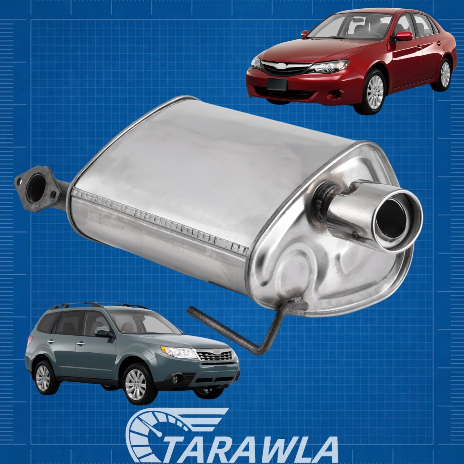 Stainless Steel Rear Muffler Tail pipe fits: 2009-2013 Forester 2.5L,2008-2011 Impreza 2.5L (LEFT,Driver's Side)