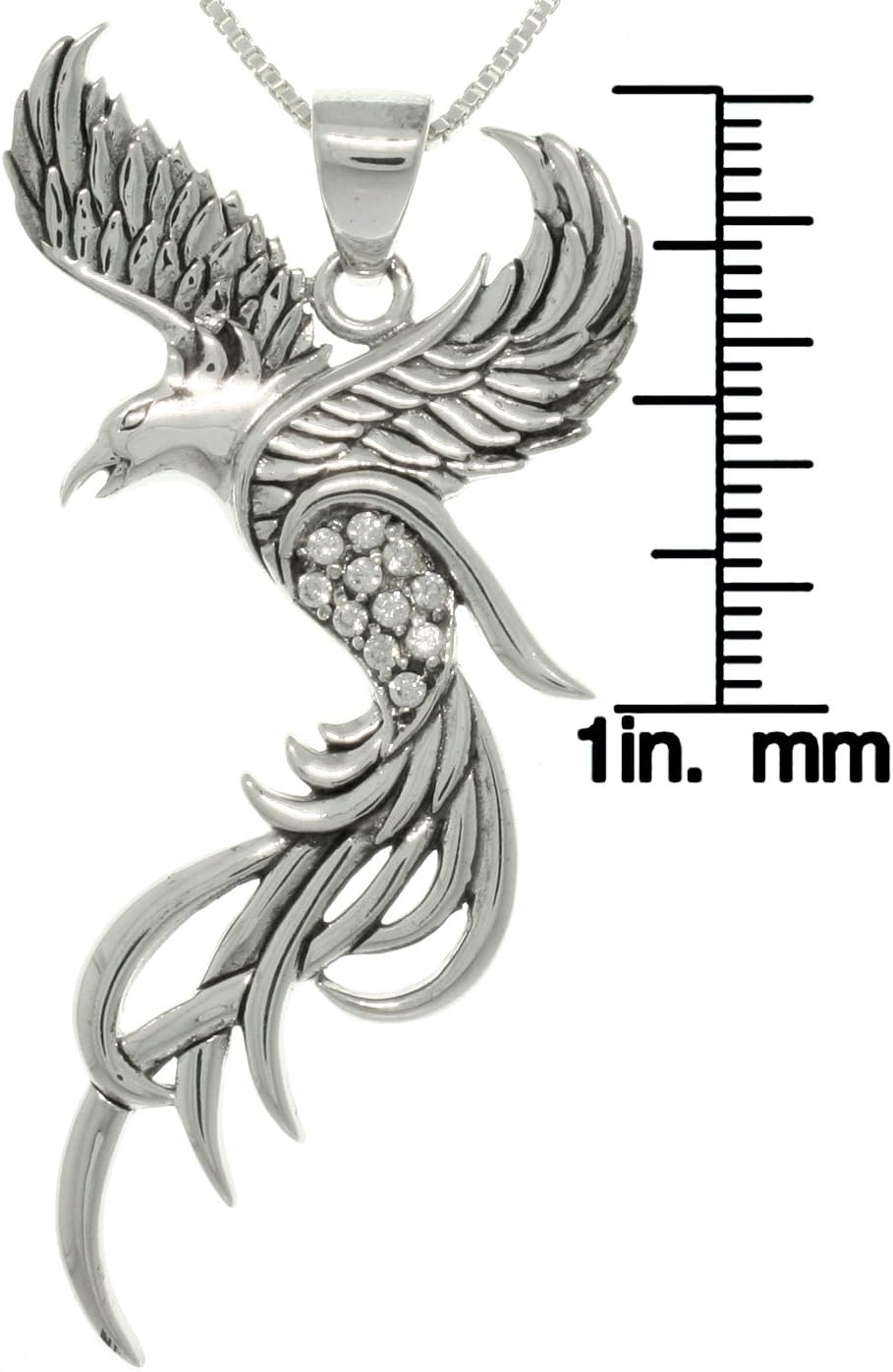 Jewelry Trends Sterling Silver CZ Eagle Phoenix Pendant Necklace 18" - Image 4