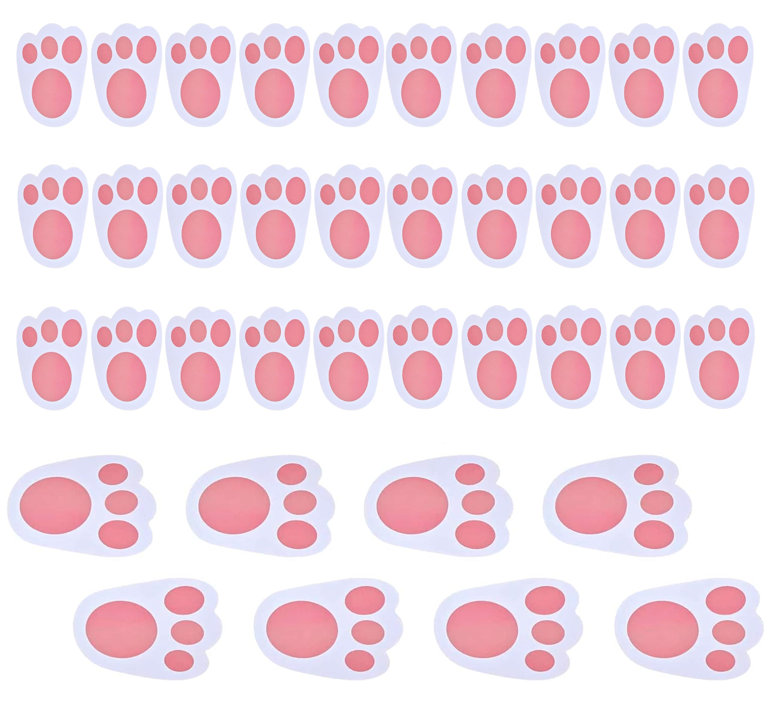 30PCs Easter Bunny Footprints 7.9 x 4.9 Inch - Large Bunny Feet, Egg Hunt Rabbit Paw Prints, Easter Egg Hunt Accessories and Games, Rabbit Footprints