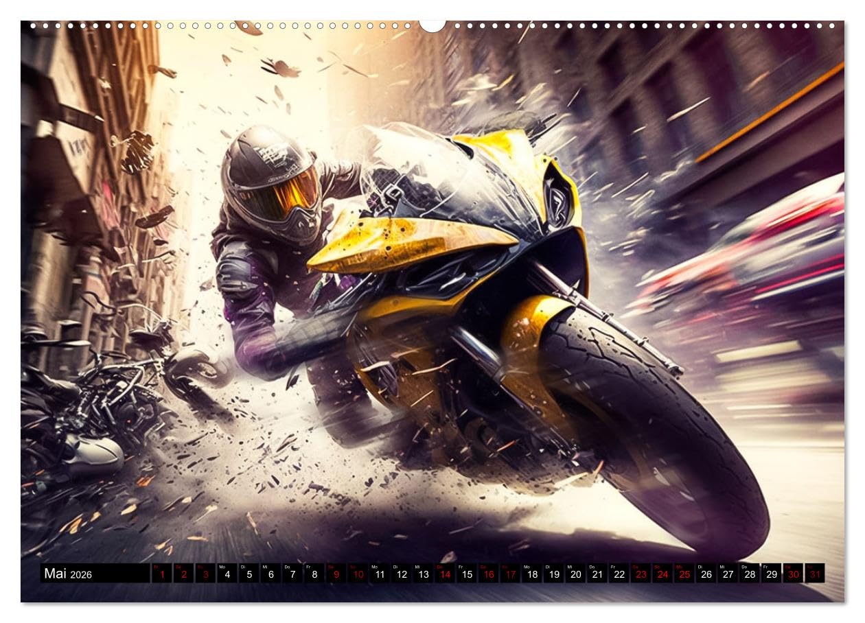 Motorrad Speed (Wandkalender 2026 DIN A2 quer), CALVENDO Monatskalender: Zwölf atemberaubende Motorradbilder im Rausch der Geschwindigkeit (CALVENDO Mobilitaet)