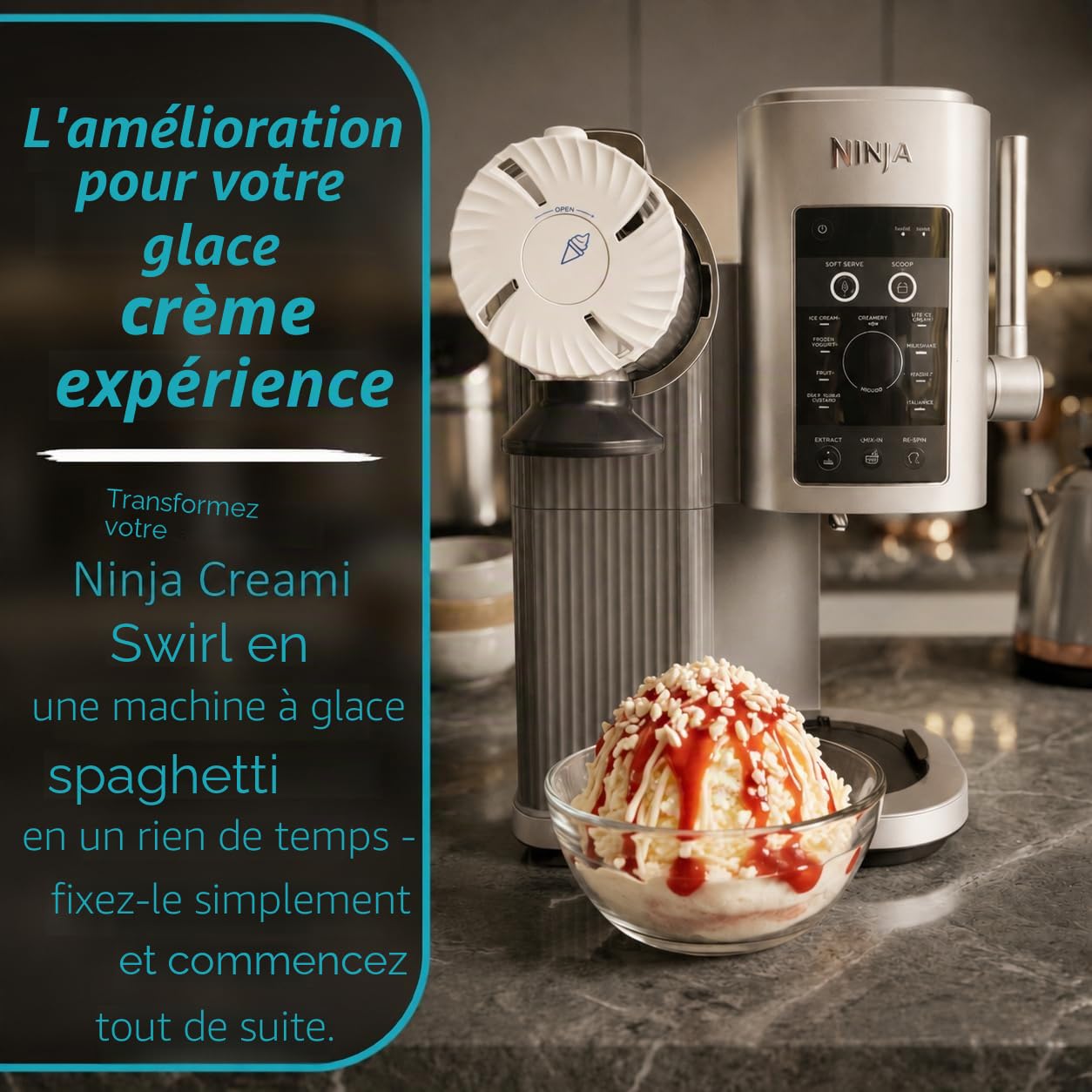Wundermix Swirlyzer Embout Glace Spaghetti Ninja | Compatible Creami Swirl, presse glace douce, morceaux uniformes