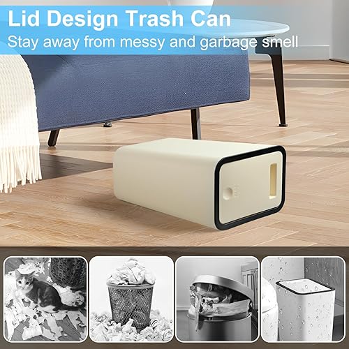 Miniatura 5 de Anzoymx Botes de basura para baño con tapas, paquete de 2 botes de basura de cocina de 4 galones con tapa desplegable, cesta de basura pequeña y